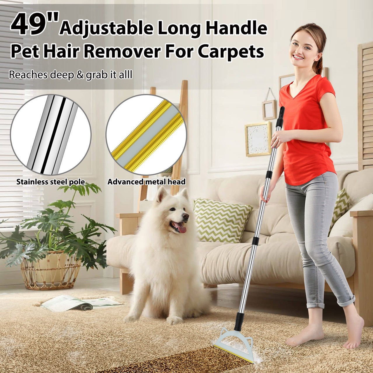 🧹 Carpet Rake for Pet Hair Removal 🐶🐱